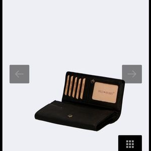 Hillburry buttery-soft, black leather women's wallet with various pockets.